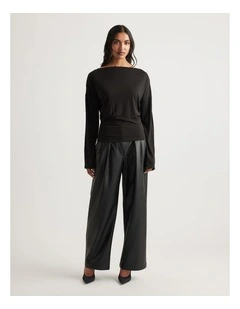 Tahlia Cinched Long Sleeve Top in Black