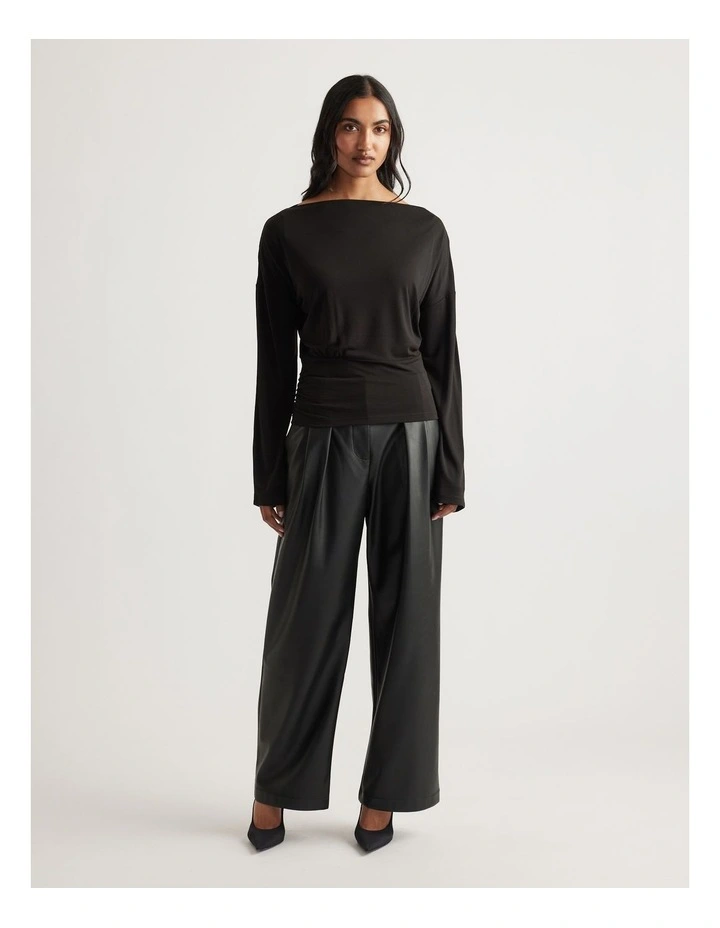Tahlia Cinched Long Sleeve Top in Black image 1