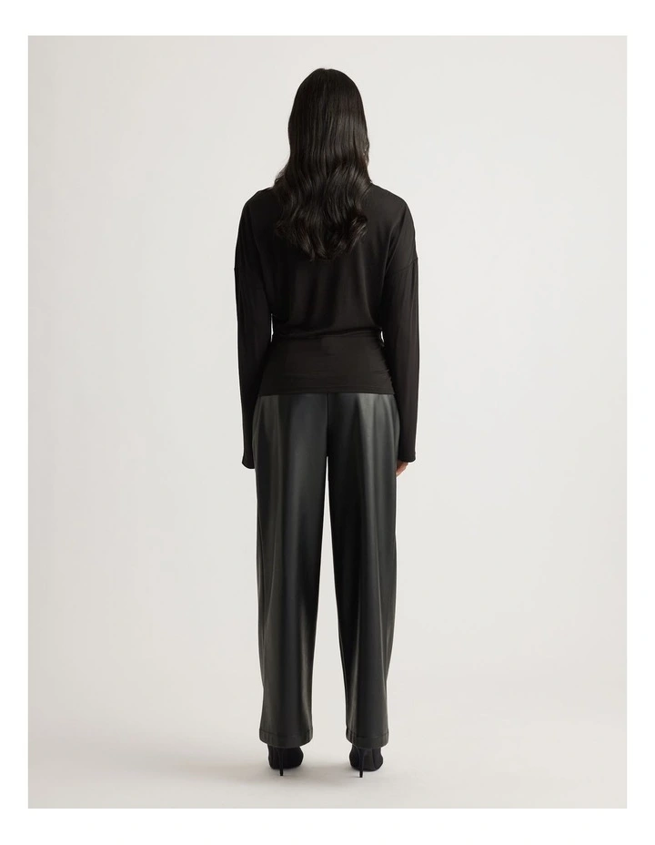 Tahlia Cinched Long Sleeve Top in Black image 2