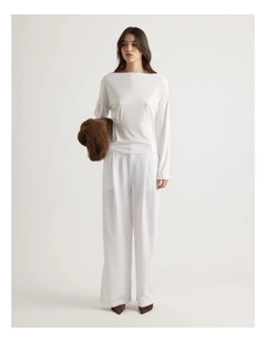 Tahlia Cinched Long Sleeve Top in White