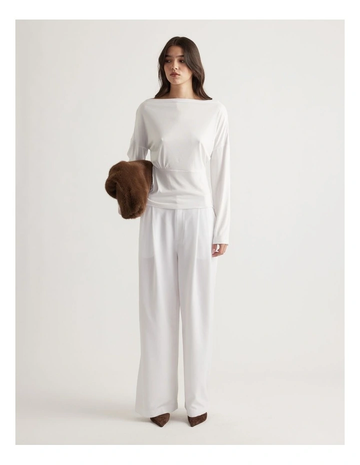 Tahlia Cinched Long Sleeve Top in White image 1