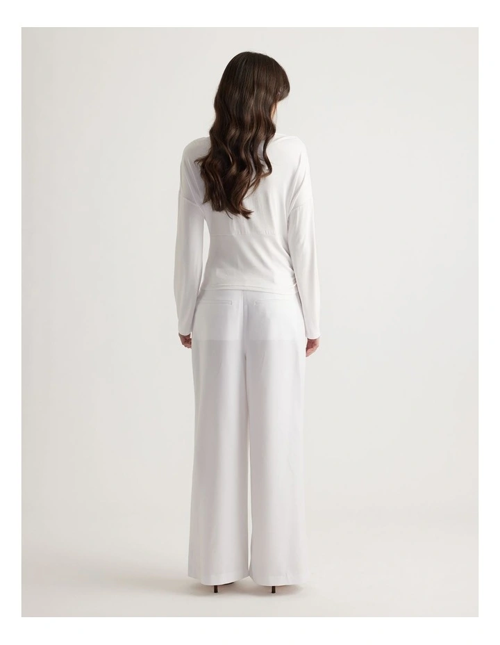 Tahlia Cinched Long Sleeve Top in White image 2