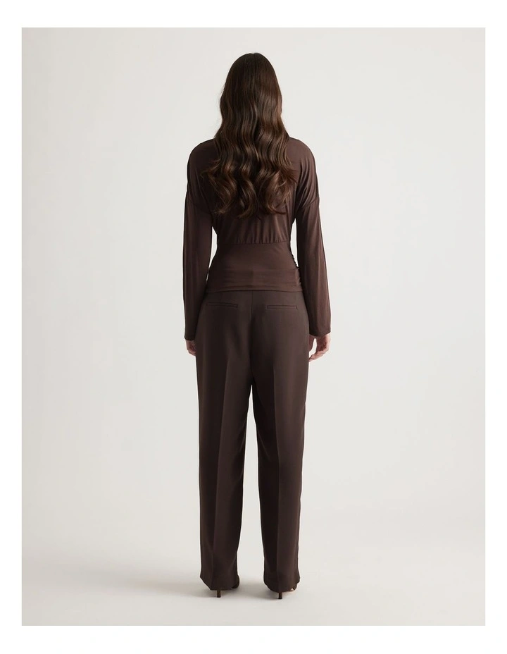 Tahlia Cinched Long Sleeve Top in Brown image 2