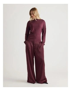 Tahlia Cinched Long Sleeve Top in Plum