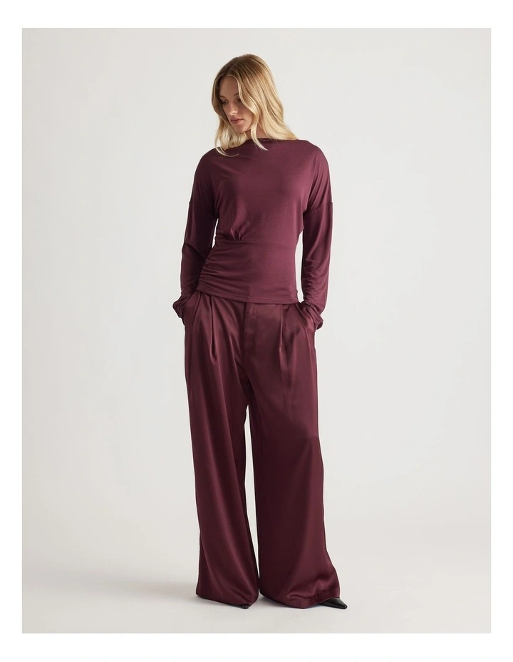 Tahlia Cinched Long Sleeve Top in Plum image 1
