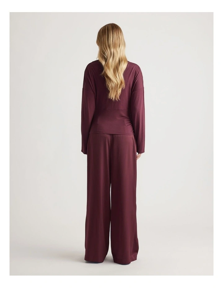 Tahlia Cinched Long Sleeve Top in Plum image 2