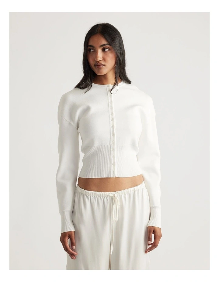 Jordyn Cinched Cardigan in Ivory image 3