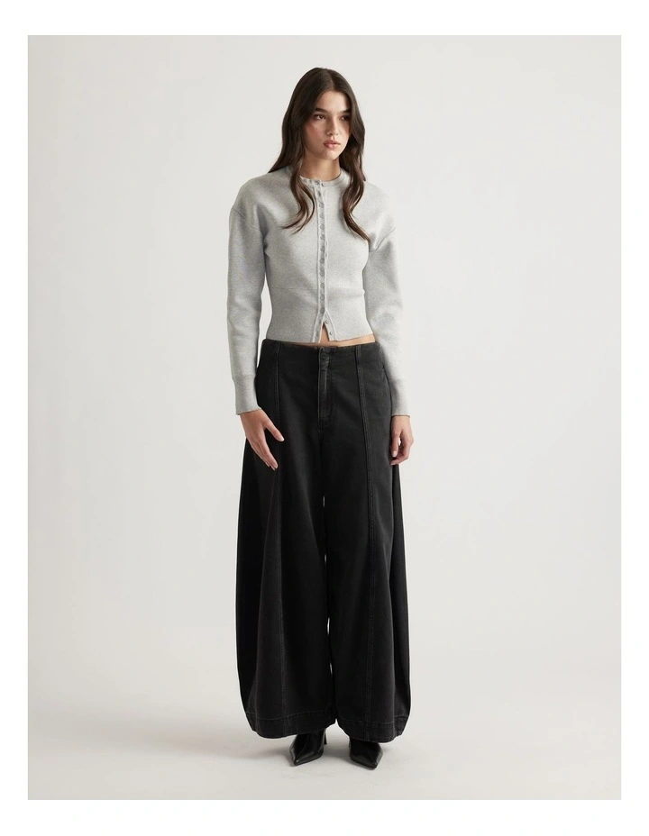 Jordyn Cinched Cardigan in Light Grey Marle image 1