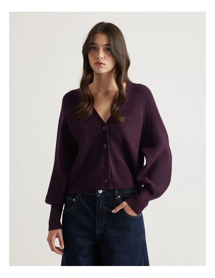 Margot Knit Cardigan in Burgundy image 3