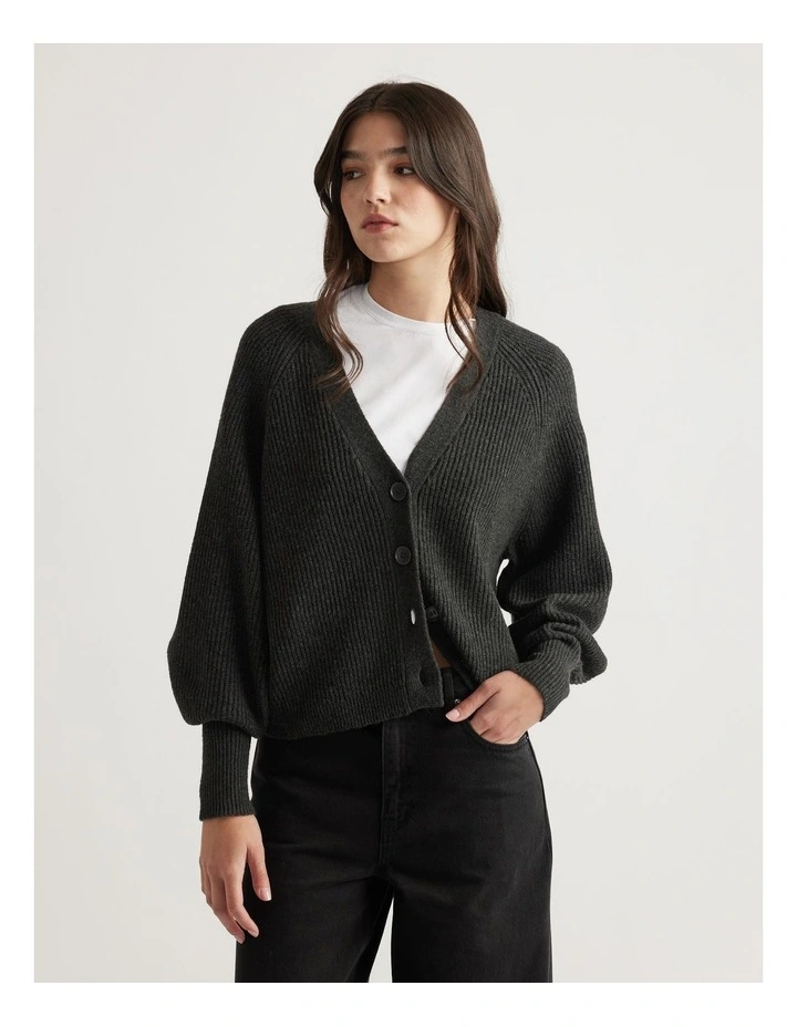 Margot Knit Cardigan in Charcoal image 3