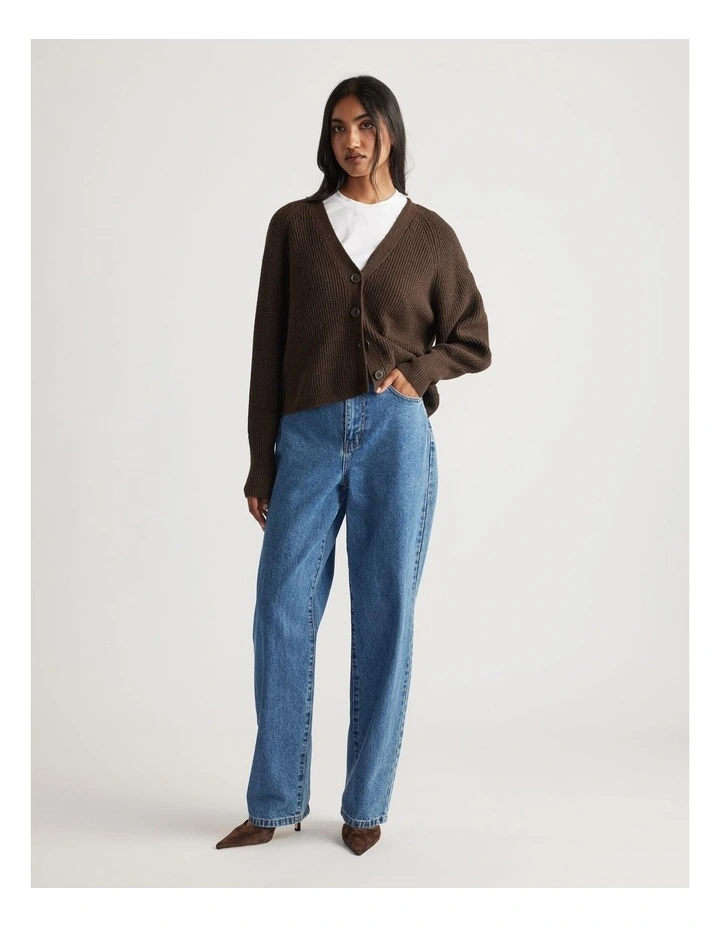 Margot Knit Cardigan in Coffee Brown image 1