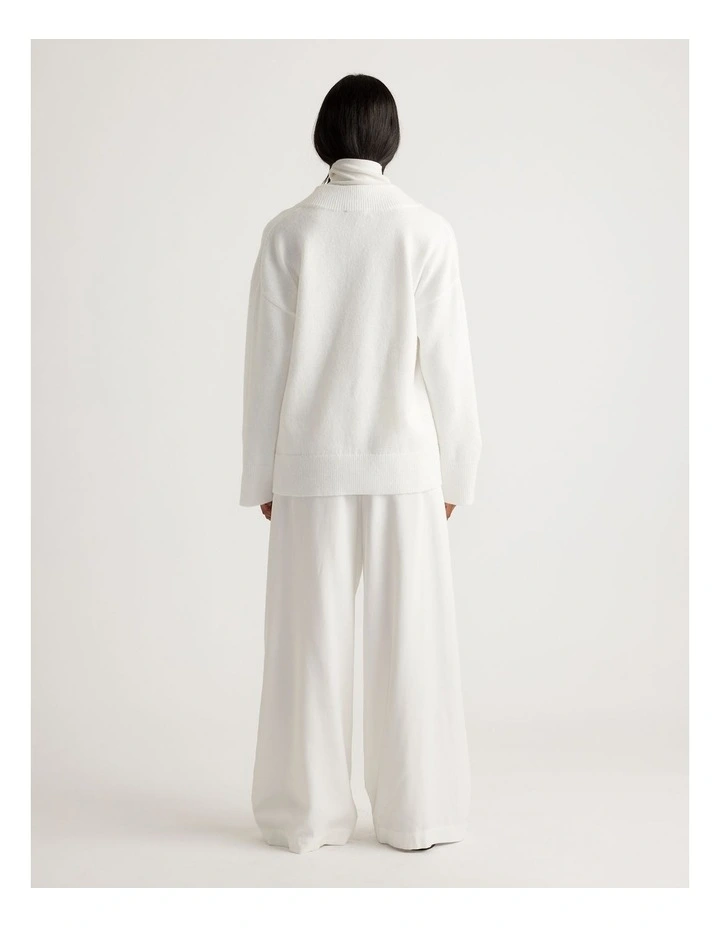 Skyler V Neck Knit Jumper in Antique White image 2