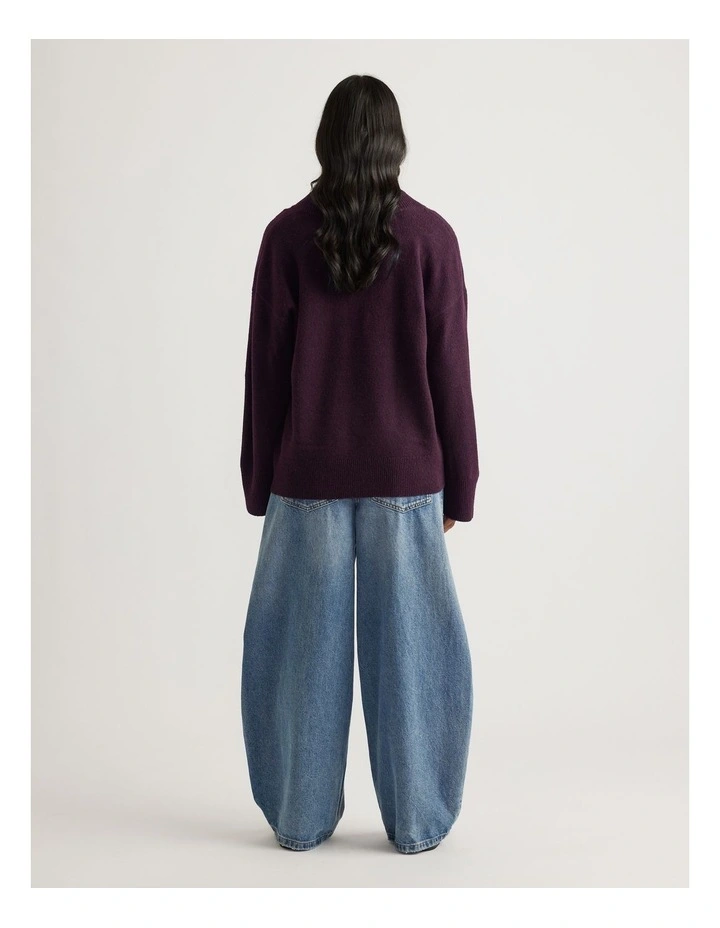 Skyler V Neck Knit Jumper in Burgundy image 2