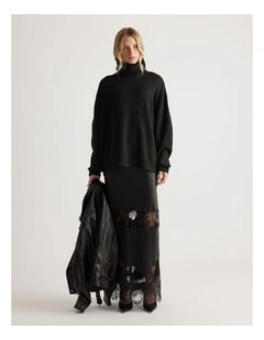 Edie Roll Neck Knit Jumper in Black