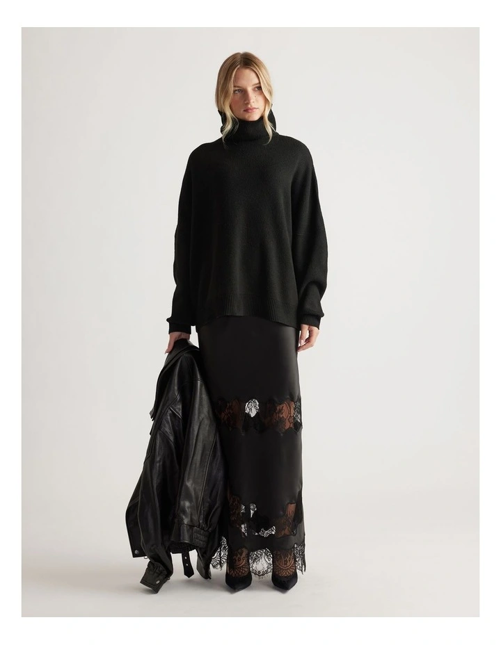 Edie Roll Neck Knit Jumper in Black image 1