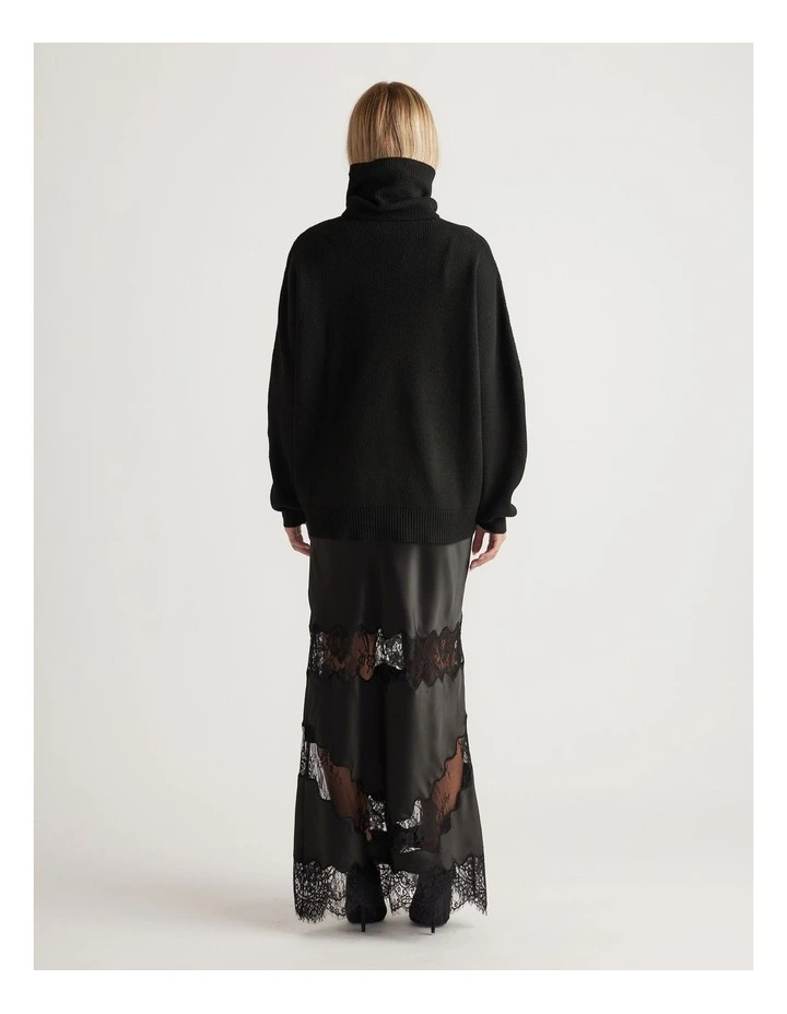 Edie Roll Neck Knit Jumper in Black image 2