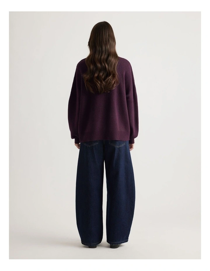 Edie Roll Neck Knit Jumper in Burgundy image 2