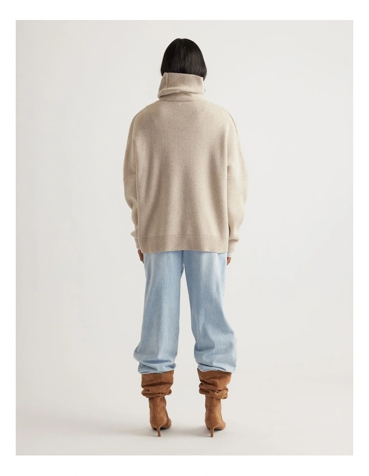 Edie Roll Neck Knit Jumper in Shortbread image 2