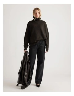 Edie Roll Neck Knit Jumper in Truffle Brown
