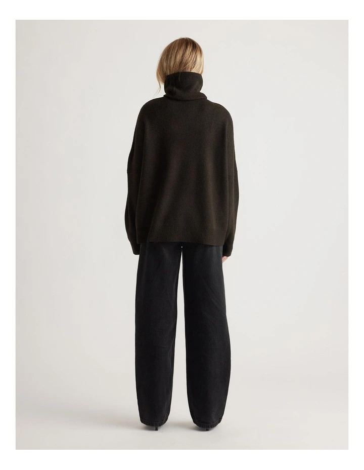 Edie Roll Neck Knit Jumper in Truffle Brown image 2