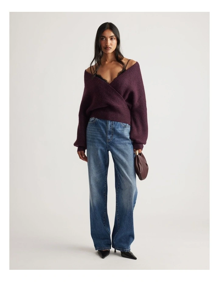 Harper Crossover Jumper in Burgundy image 1