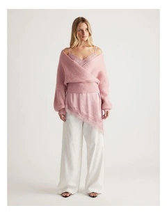 Harper Crossover Jumper in Peony Pink