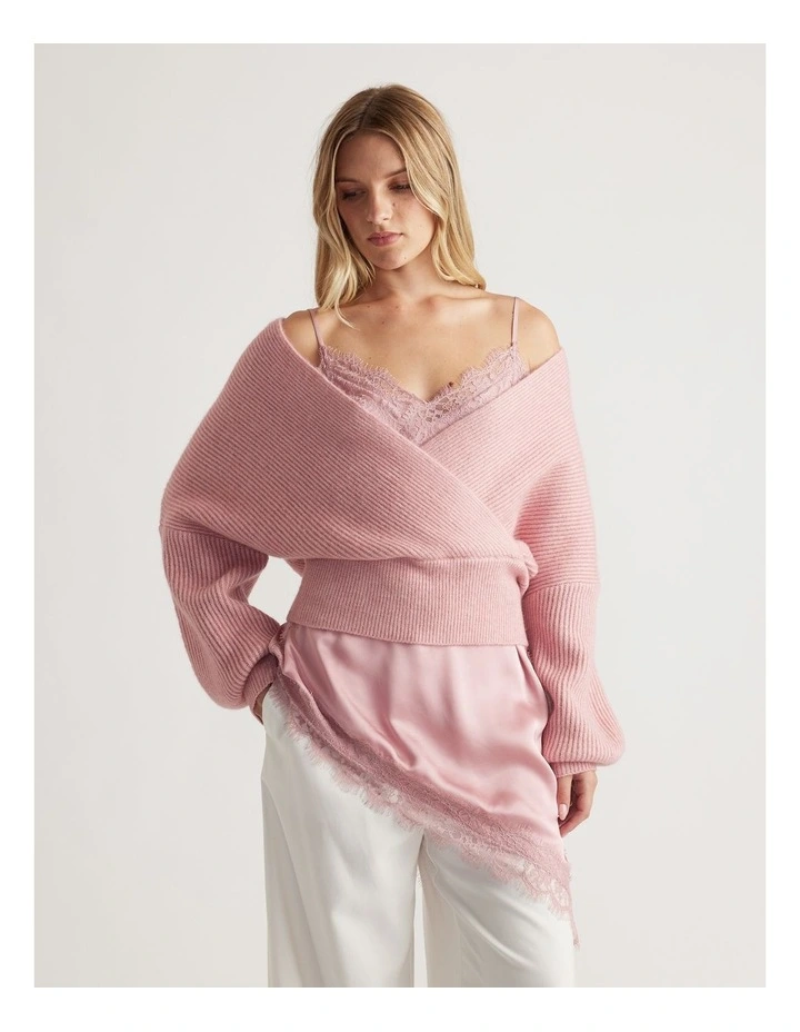 Harper Crossover Jumper in Peony Pink image 3