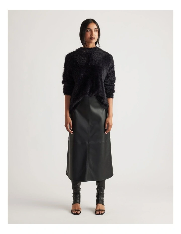 Alison Fluffy Knit Jumper in Black image 1