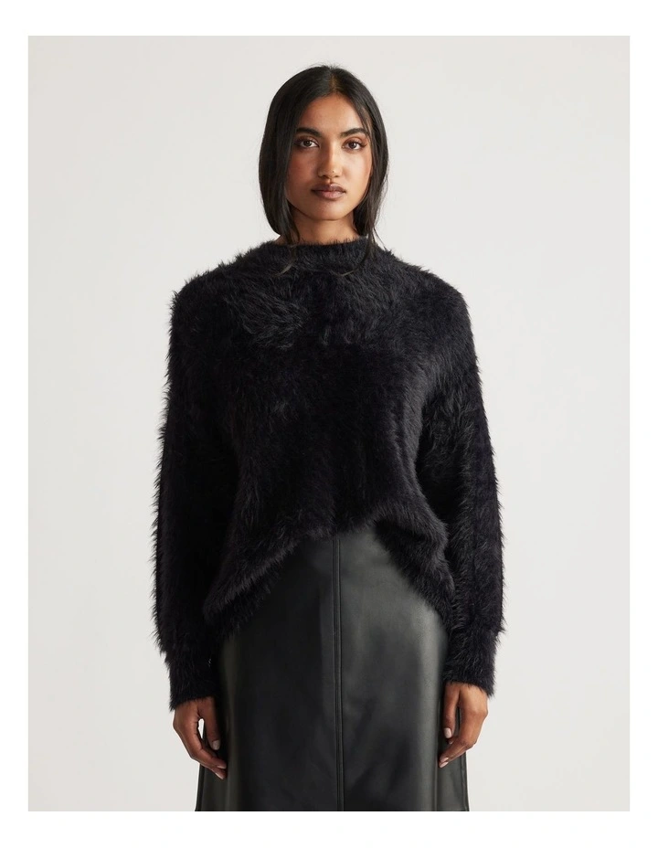 Alison Fluffy Knit Jumper in Black image 3