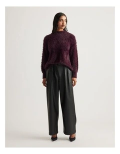 Alison Fluffy Knit Jumper in Burgundy