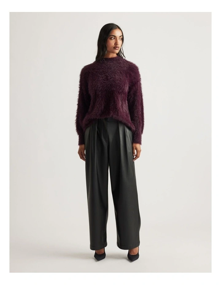 Alison Fluffy Knit Jumper in Burgundy image 1