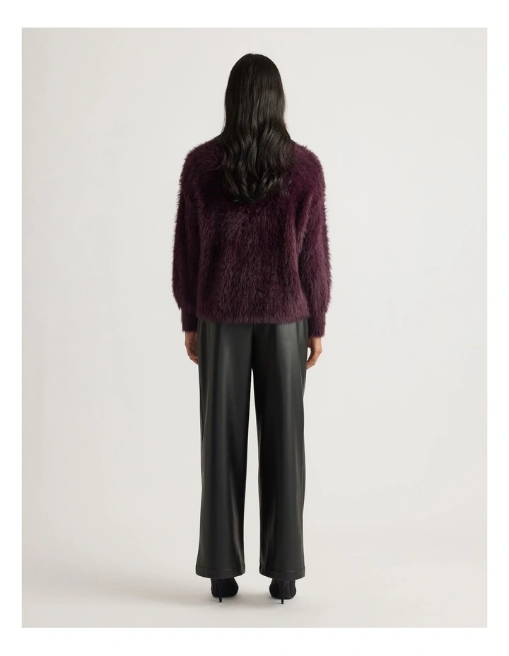 Alison Fluffy Knit Jumper in Burgundy image 2