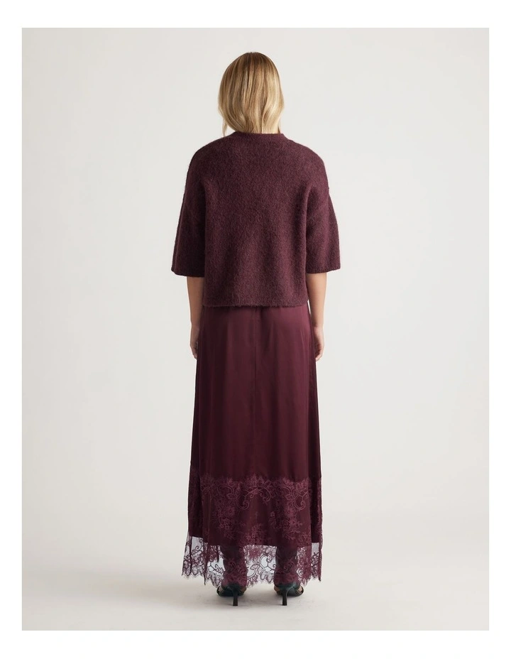 Lola Fluffy Knit Tee in Burgundy image 2