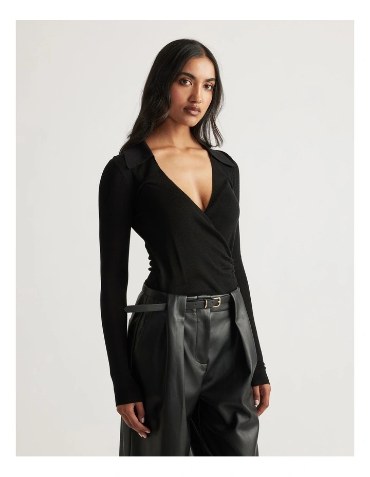 Kendra Crossover Fine Knit Top image 3