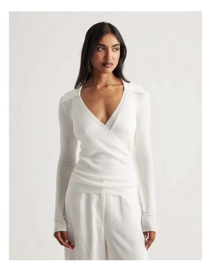 Kendra Crossover Fine Knit Top image 3