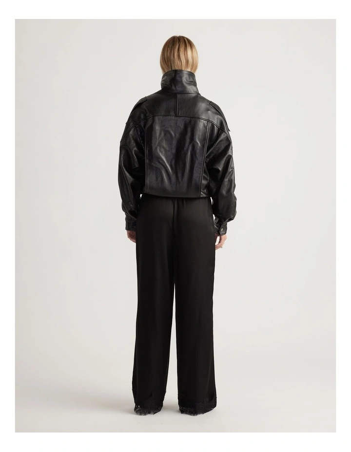 Laine Satin Lace Trim Pant in Black image 2