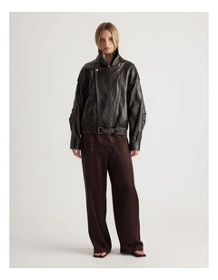 Laine Satin Lace Trim Pant in Rich Mocha