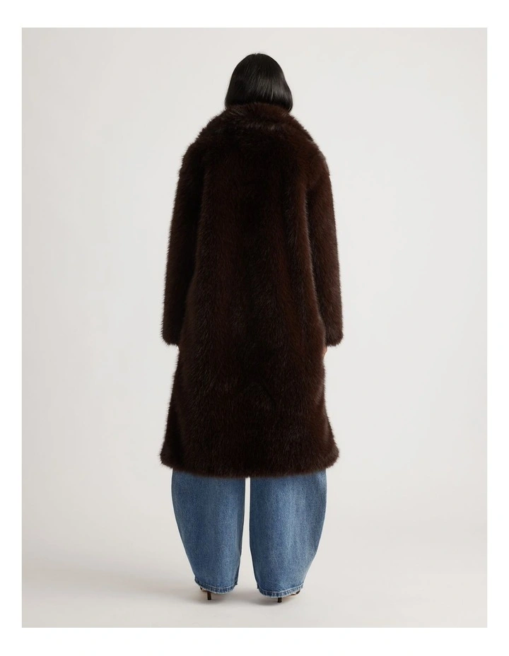 Charlee Faux Fur Coat in Truffle Brown image 2