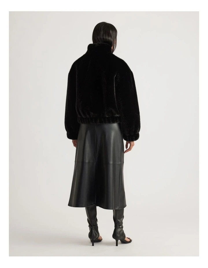 Saylor Faux Fur Bomber Jacket in Black image 2