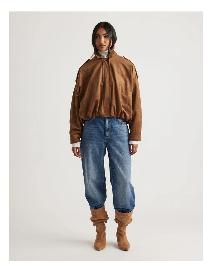 Maisie Faux Suede Jacket in Caramel image 1