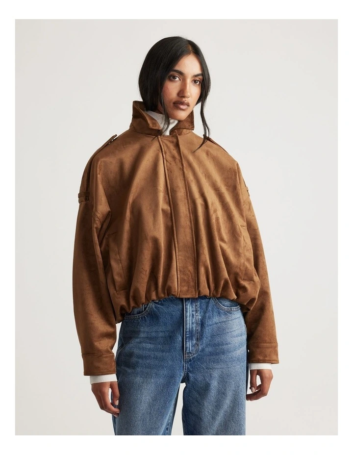 Maisie Faux Suede Jacket in Caramel image 3