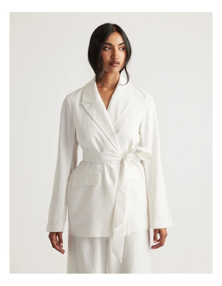 Elena Organza Back Blazer in Cream image 3