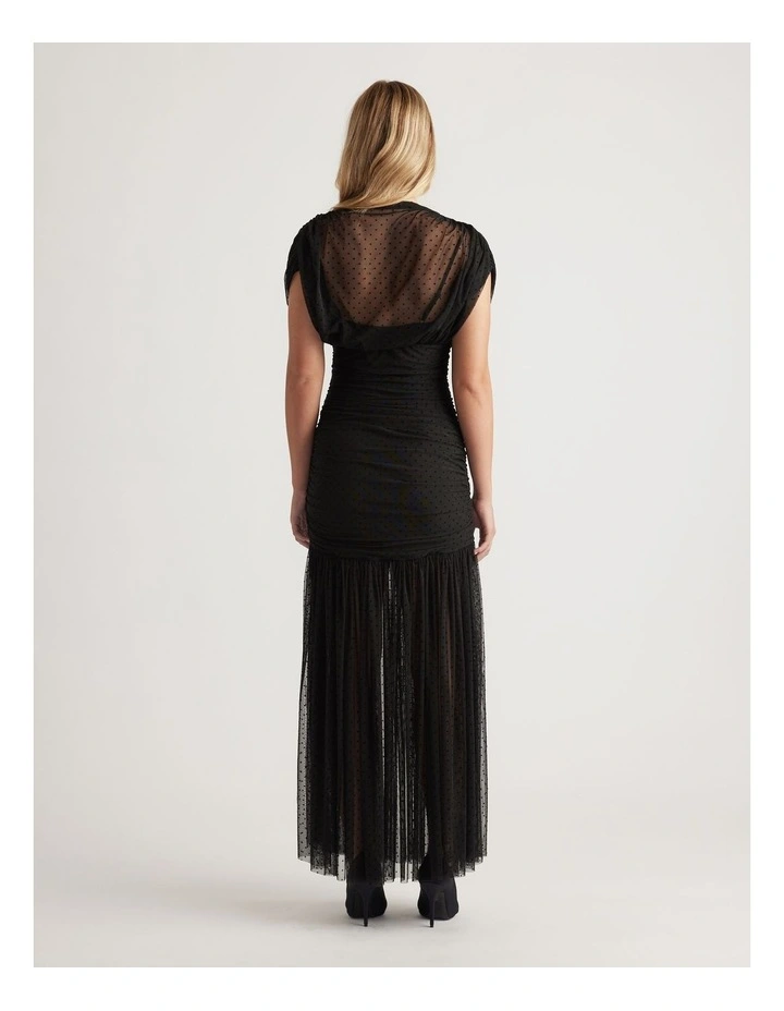 High Neck Mesh Maxi Dress in Black image 2