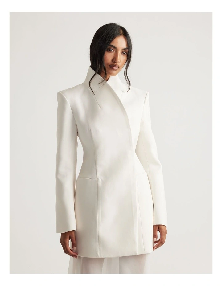 Vera Structured Blazer Dress in Cream image 3