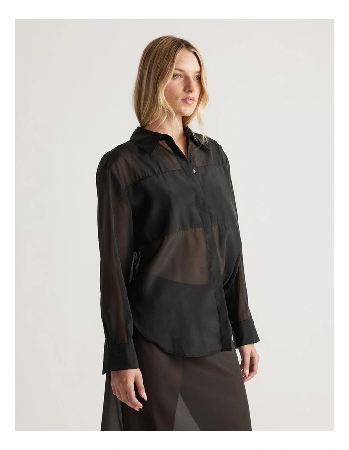 Tyra Organza Shirt in Black image 3