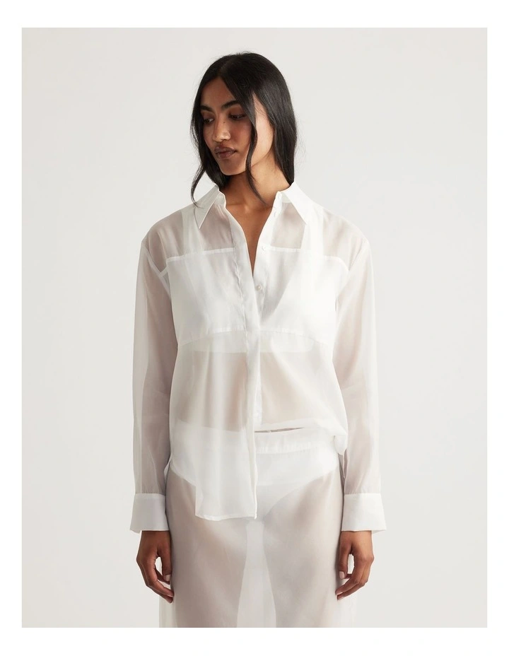 Tyra Organza Shirt in Cream image 3