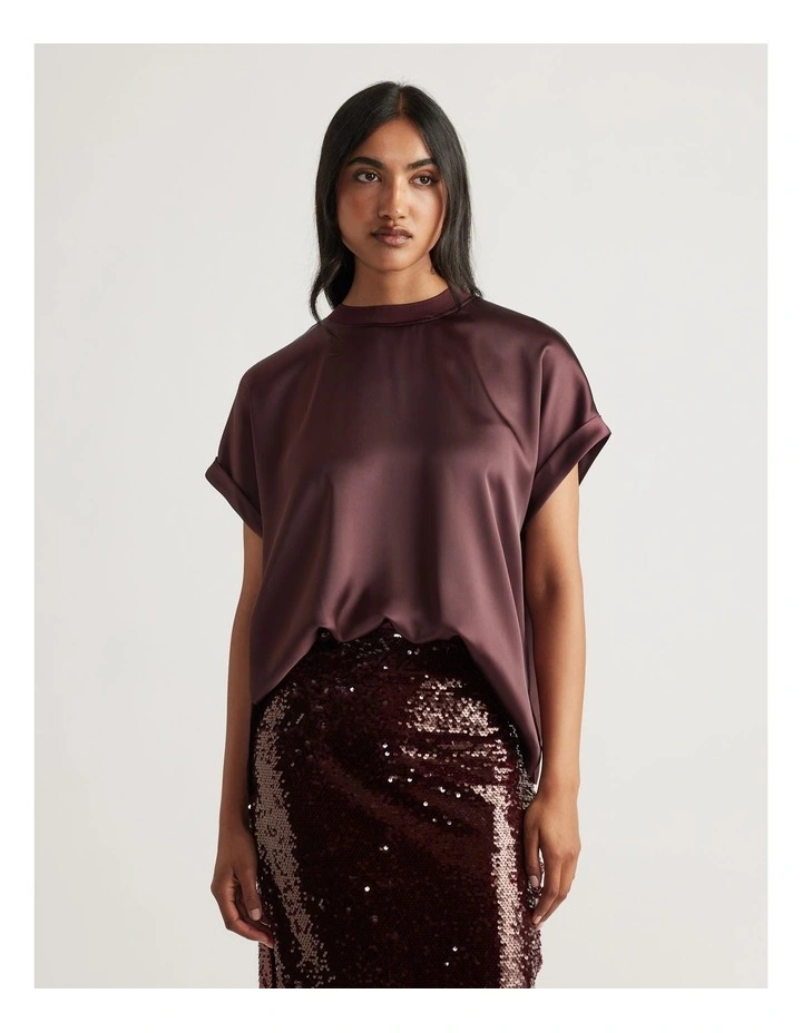 AnnMaree Satin Tee in Purple image 3