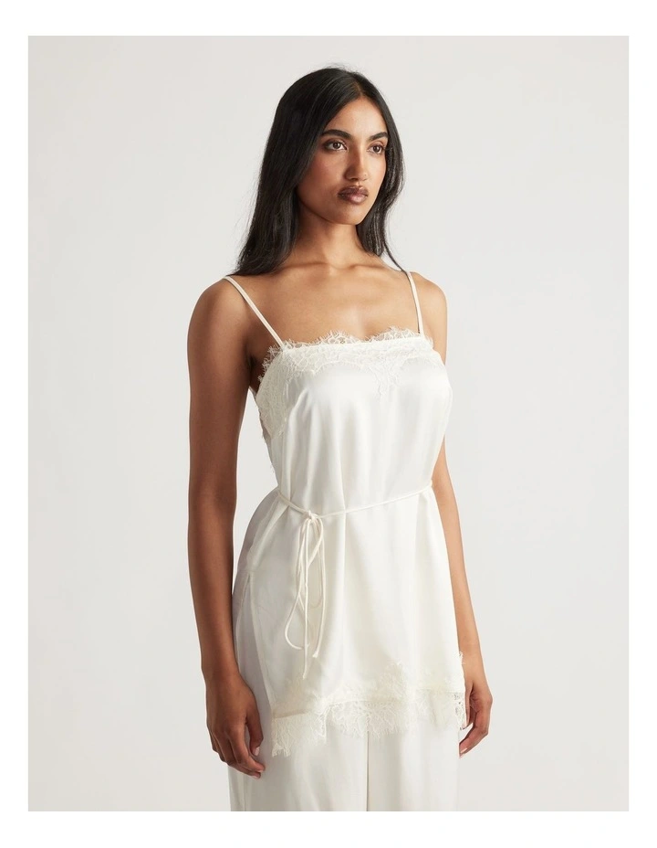 Laine Square Neck Lace Top in Cream image 3