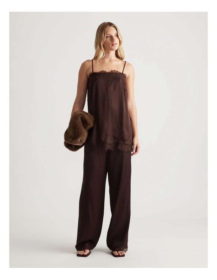 Laine Square Neck Lace Top in Brown image 1
