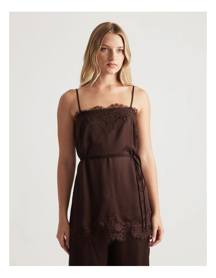 Laine Square Neck Lace Top in Brown image 3